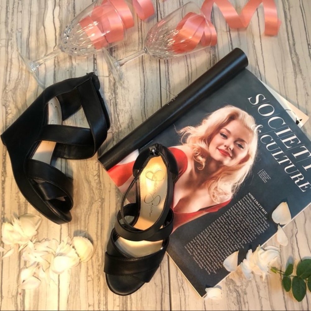 Black Jessica Simpson Jamilee Wedge Heels Size 6.5
